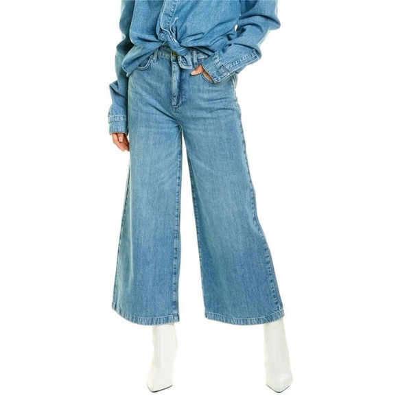 Triarchy Anthropologie Womens Wide Leg Crop Jean, Blue Medium Wash - Picture 1 of 7